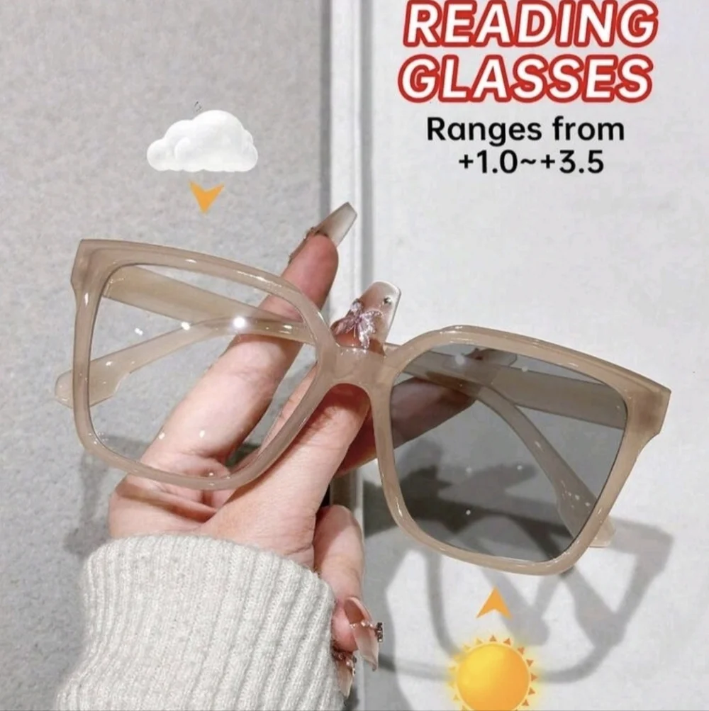 NEW Tan Oversize Fashion Transitional Reading (1.00) Glasses